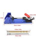 Pocket Hole Jig Wood Joinery Guide With Toggle Clamp And Step Drill Bit for DIY woodworking, showing dimensions.