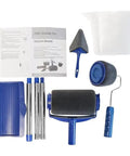 Top Shelf Paint Roller Brush Set With Slick Flocked Edger And No Mess Decorative Handle For Tight Corners And Pro Level Finishes Easy Peasy Diy Wall Decorating Kit That Saves Serious Time, includes various brushes and rollers.