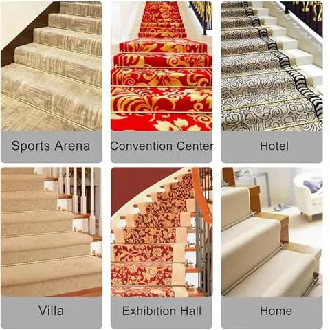 Solid Brass Adjustable Stair Runner Rods Kit With Non Slip Bar For Elegant Carpet Runners, Includes Brackets Screws End Caps For Home Or Business Decor on stair carpets
