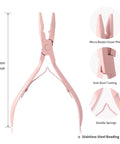 Micro Bead Hair Extensions Kit With Stainless Steel Pliers Pulling Hook And Beads Device Hot Pink For Easy Secure Micro Link Attachments A Complete Bead Tool Set For Quick Natural Looking Extensions, 13cm pliers