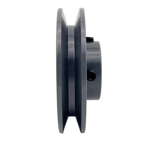 Heavy Duty Cast Iron Single Groove V Belt Sheave Featuring 5/8 Inch Shaft Bore And 3.75 Inch Outside Diameter side view.