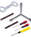 Heavy Duty Three Way Hex Socket Wrench For 8Mm 10Mm And 12Mm Fasteners with chrome finish and attachments for washing machine repairs.