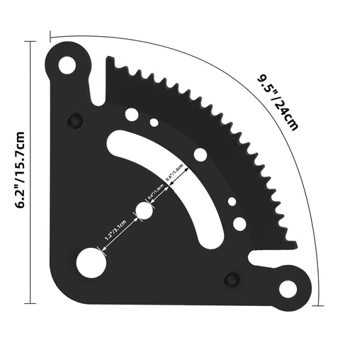 Dimensions of sector plate from the Steering Sector Gear Kit with Pinion Gear and Bushing Direct Replacement for Lawn Tractors.