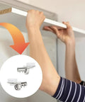 Heavy Duty Shelf Brackets With Glass Cabinet Shelf Pins being installed on a wall for bookcase cupboard and closet storage