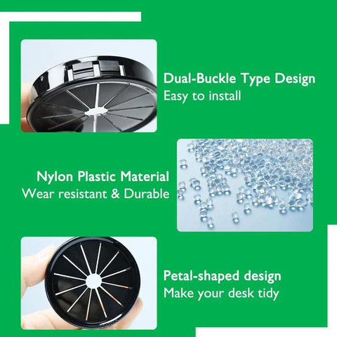4 Pack Desk Cable Grommets 63mm Petal Buckle Nylon Snap Bushing, nylon plastic material, dual-buckle, petal-shaped design