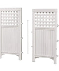 4-Panel Outdoor Screen Enclosure Freestanding Wicker Resin Privacy Screen With Reversible Hinged Panels For Concealing Garbage Cans