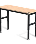 60 Inch Adjustable Workbench With Rubber Wood Top Heavy Duty Workstation 2000 Lbs Load Capacity Hardwood Work Table With Power Outlets