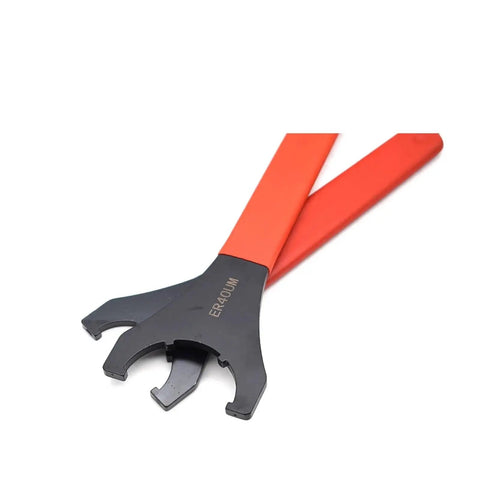 Hardened Steel Er Collet Wrench Set Includes Spanner And Nut Driver For Er40UM, with ergonomic handles for CNC milling tool changes.