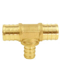 Nine Piece 3/4 To 1/2 PEX Reducing Tee Brass Crimp Plumbing Fittings Set for PEX Pipe Hose, front view