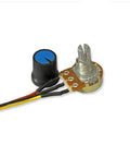 Two Pack DC Motor Speed Controller 6V To 90V PWM 15A With Knob PLC Compatible showing control knob and wiring