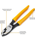Yellow-handled plier from Beefy 4 Piece Dip Plier Set With Mixed Material Handles For Pro Grade Grip And Flush Cutting, High Leverage Joints Deliver Up To 35 Percent More Power, Angled Teeth For Superior Grip And Pull, 20 Degree Head For Clean Flush Cuts.