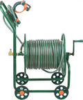 Heavy Duty Garden Hose Reel Cart With Wheels And High Pressure Water Whip For Hassle Free Yard Work Smooth Roll Design No Kink Tubing