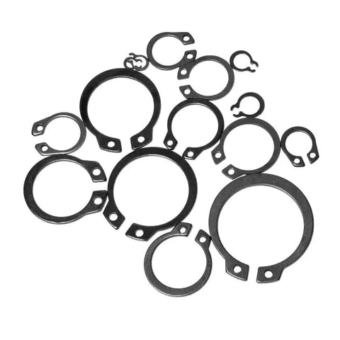 Durable Pro Grade 225 Piece 304 Stainless External Retaining Ring Set For Shafts E Type Circlips 15 Sizes From M3 To M25 Anti Rust C Clip Snap Ring Repair Kit For Mechanical Assemblies, assorted rings