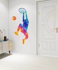 Watercolor Basketball Player Dunk Wall Stickers Dope For Boys And Teens Silhouette Peel And Stick Removable Wall Decor Art Murals