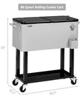 80 Quart Rolling Ice Chest Cooler Cart With Shelf And Bottle Opener Portable Patio Party Bar Beverage Cooler On Wheels Grey Finish