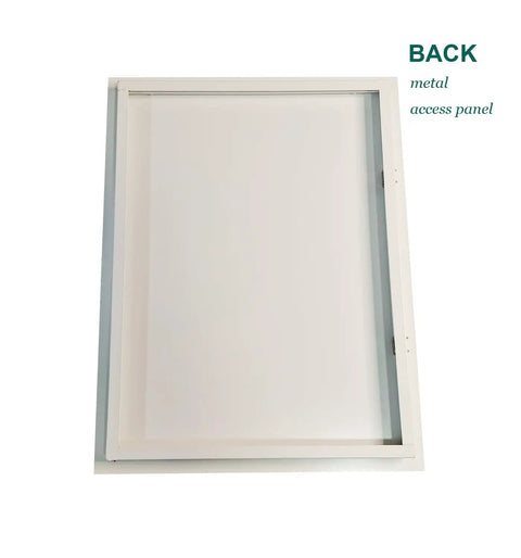 Heavy Duty Metal Access Panel 18 X 24 Inch Spring Loaded Drywall Cover Touch Latch back view showing smooth white finish and metal frame.
