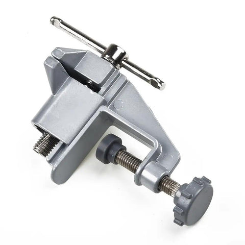 Rock Solid Compact Swivel Vise For Crafters And DIYers That Secures Quickly To Tables Or Benches And Edges, aluminum, side view