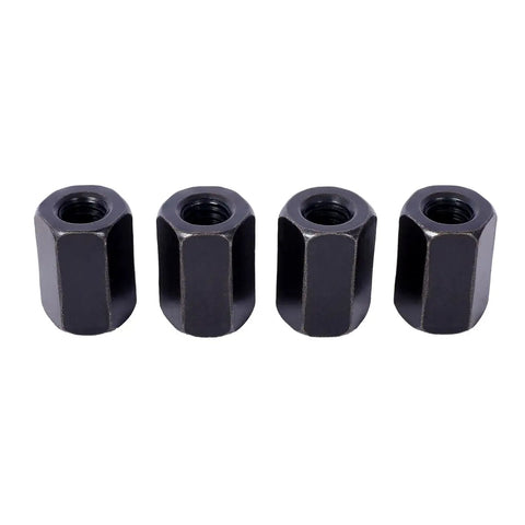 58 Piece T Slot Clamping Kit For Milling Machining With T Slot Cleaner And Tightening Wrench Easy To Use Hassle Free Removal Red Finish Pro Grade Durable Tool Steel Heat Treated For Long Lasting Wear Ideal For Precise Workholding On Mills shows four black T-nuts for workholding on mills