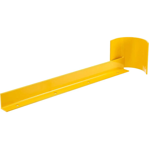 Left Side Pallet Rack End Protector, 36 Inch Long, 3/8 Inch Thick Steel, Bright Yellow Heavy Duty Corner Guard side view.