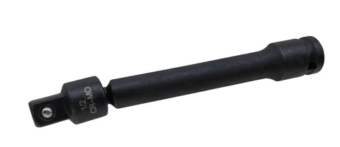 Six Inch Universal Joint Swivel Impact Extension Half Inch Drive To Half Inch Drive Pinless, 360 Degree Flex, Heavy Duty Cr-Mo Alloy Forged And Heat Treated, High Torque For Tight Spots, Lifetime Limited Warranty, black 1/2 drive