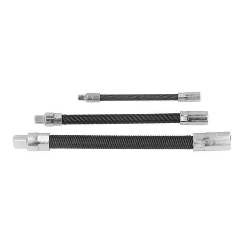 Top Notch Flexible Extension Bar With Magnetic Hold For Tight Spots Durable Spring Steel Auto Repair Kit In 1/4 3/8 And 1/2 Inch Sizes, three sizes