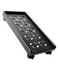 Rig Ready Rolling Computer Tower Stand With Top Tier Crossflow Ventilation And Smooth Glide Casters for sturdy PC case with cooling slits.