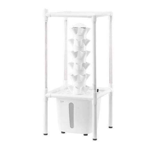 Compact 6 Tier Hydroponic Tower With Grow Lights 30 Pods Indoor Garden Kit for herbs, veggies, and fruit showing tiered design