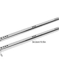 Full Extension Drawer Slides Set, 2 Pieces, 342mm Length, Galvanized Cold Rolled Steel, shown with dimensions, for cabinets.