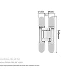 Dead Nuts Strong 3D Adjustable Concealed Door Hinges dimensions and specifications for seamless operation and setup.