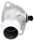Premium Engine Coolant Thermostat Replacement For Hyundai Elantra Kona Veloster GT, silver metal part with fitting and connector.