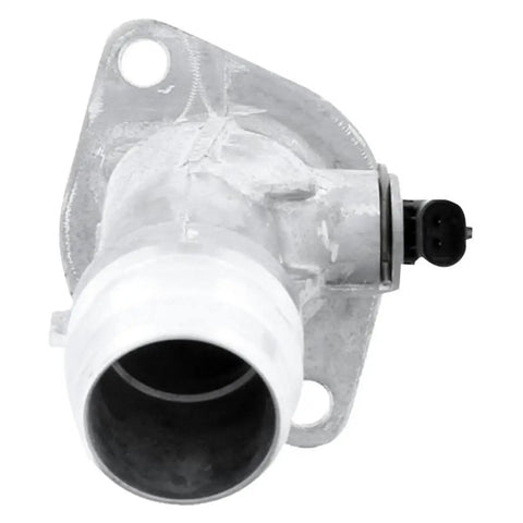 Premium Engine Coolant Thermostat Replacement For Hyundai Elantra Kona Veloster GT, silver metal part with fitting and connector.