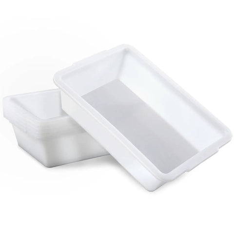 Six Pack Polypropylene Lab Containment Trays 15 L By 10.8 W By 4 H Durable Workhorse Temperature Resistant Plastic White Trays