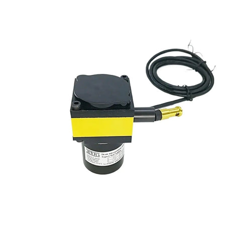 400mm Stroke Displacement Sensor With Draw Wire Encoder For Push Pull Output And Motion Position Sensor High Precision Displacement Measurement Tough As Nails Build 400mm Range, black and yellow unit with cable