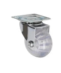 Pack Of Four 3-Inch PU Transparent Crystal Wheel Casters With Brakes for Furniture and Cabinets, chrome mount single wheel view