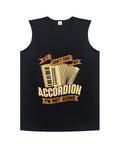Shop Rat Men's Tank Top For Automotive Car Mechanics, 100 Percent Cotton sleeveless tee with accordion graphic.