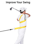 Man using Golf Swing Twist Training Belt For Posture Correction And Warm Up Exercises, Pro Grade Gear for swing training