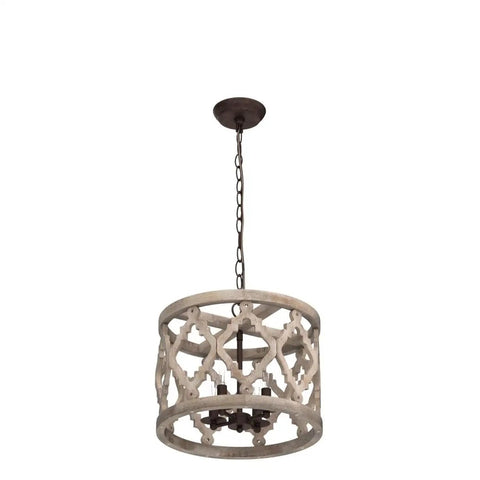 Dope Farmhouse Wood Pendant Chandelier For Dining Room And Kitchen Island Rustic Whitewashed Finish With Dark Mottled Details