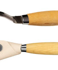 Badass Double Edged Hook Knife For Wood Carving And Whittling Razor Sharp Stainless Steel Blade with birch handle and leather sheath.