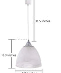 Single pendant from Three-Light H-Type Track Lighting Kit, dimmable with frosted white glass shade and 31.5-inch cord.