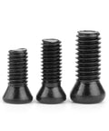 Premium Alloy Steel Torx Screws M4.5 X 10 Mm Twenty Count Grade Twelve Point Nine different sizes of black screws stacked