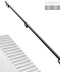 Solid As A Rock Metal Stair Banister Handrail adjustable wall mounted on white staircase, showcasing steel material and safety features.