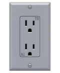 Decorator Electrical Wall Outlet Gray Tamper Resistant Duplex Receptacle 15A 125V Two Pole Self Grounding Residential Grade ETL Listed
