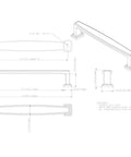 Technical diagram of Richard Cabinet Pull Satin Bronze 128 Mm Center To Center With Stately Step Profile and soft square shape.