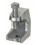 Heavy Duty Malleable Iron Beam Clamps Pack Of 50 Built Tough Hardware For Electrical Boxes Threaded Rods Bright Zinc Plated Fits Standard Beams No Sweat Setup Pro Grade Rigging Supplies, showing a single clamp with threaded bolt.