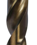 M42 cobalt twist drill bit, gold-coated, close-up view of twisted flutes.