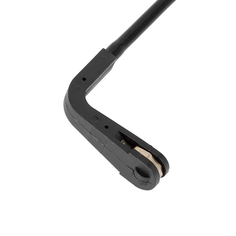 Close-up of X AUTOHAUX rear brake pad wear sensor with curved black housing and metal contact for Jaguar F-Pace