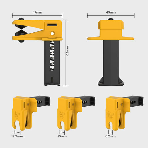 All In One Universal Brake Line Clamp Kit, Four Piece Set For Three Eighths, Five Sixteenths And One Half Inch Lines, product dimensions