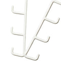 Game Changing Dual Side Closet Hanger With Twelve Rotating Hooks for Organizing Belts Scarves Ties and Gear close-up view of white hook design.