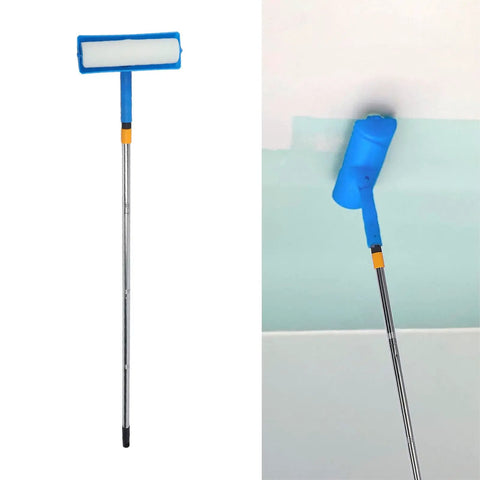 10 Inch Ceiling Paint Roller With Built In Splatter Guard Anti Drip Design For Effortless Home Makeovers That Save Your Floors And Deliver Butter Smooth Finish Without A Single Messy Cleanup Headache Today, featuring blue bulk handle and white paint sleeve.