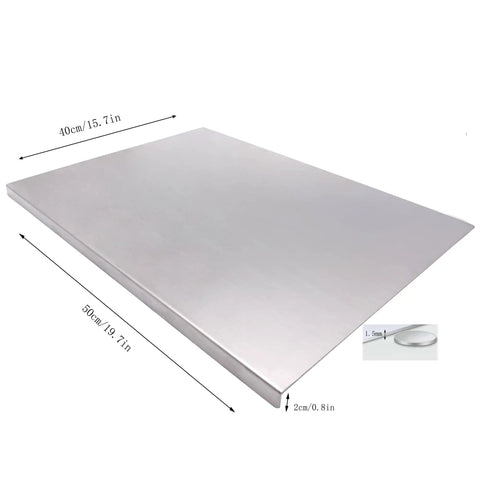 Stainless Steel Kitchen Cutting Board Big Size 50 By 40 Cm For Meat Fruits Veggies Bread And Baking Heavy Duty Yet Lightweight